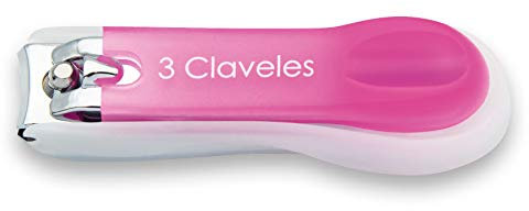 3 Claveles Nagelknipser mit Nagelauffang, 6 cm, Rosa, grün