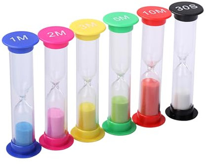 WELLGRO Sanduhren - 30sec, 1min, 2min, 3min, 5min, 10min - Sanduhr, Zeitmesser - Menge wählbar, Stückzahl:6 Stück