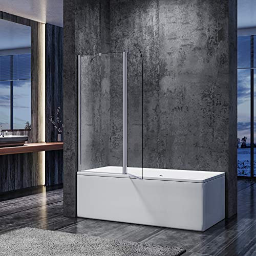 SONNI Schermo Doccia per Vasca Protezione Contro gli Spruzzi Vasca da Bagno Divisorio per Doccia, Strisce di Vetro Smerigliato 5mm Parete Divisoria per Doccia Attacco per Vasca 120x140cm