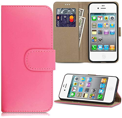 Pro_Gadgets_LTD Case For iPhone 4 / 4s Premium Leather Wallet Case with [Kickstand] [Card Slots] [Magnetic Closure] Flip Cover Pink