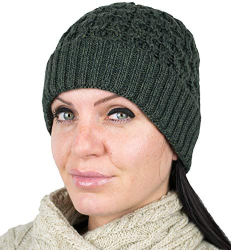 WEST COAST KNITWEAR Unisex 100% Merinowolle Weiche und Warme Wintermütze Beanie-Mütze, Armee-grün, One Size