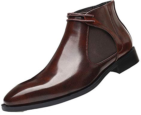 Stivaletti Chelsea per Uomo Tinta Unita Impermeabile Slip-On Stringati Autunno Inverno Stivaletti Comfort Soft Bottom Business Office Stivali in Pelle