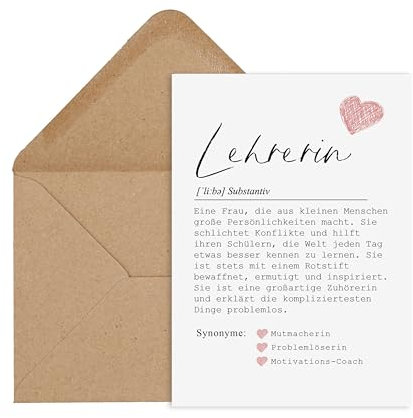 Nastami Postkarte LEHRERIN Definition inkl. Briefumschlag Geschenk (Lehrerin)
