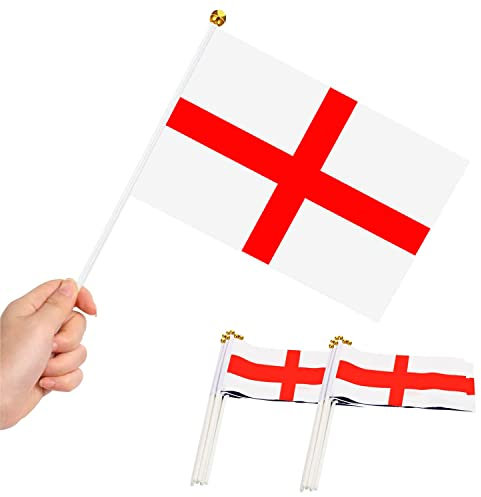 25Pcs St George Hand Flags England Hand Waving Fabric Mini English Flags For Rugby Cricket World Cup Royal Event Support Country