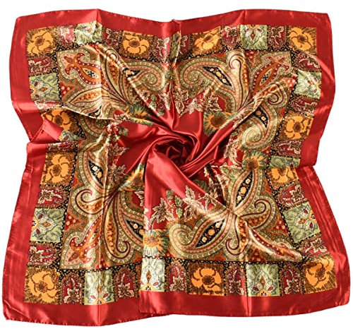 EIysee Damenschal, quadratisch, seidenähnlich, Satin, Halstuch, Halstuch, Bandana, Geschenk, 35 x 35 cm, Rot/Gelb/Grün, 35 x 35 in
