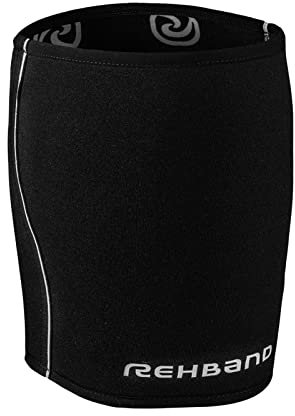 Rehband Oberschenkelbandage Kompressions-Bandage, 3mm Neopren Oberschenkelstütze, 1x stabilisierende Bandage Oberschenkel, Farbe:Schwarz, Größe:L