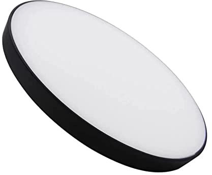 FactorLED Plafón Led Techo Negro Circular 24W, 2600Lm Ø230x20mm, Placa Superficie Extrafina Regulable para hogar, cocina, salón, dormitorio, Downlight Slim Dimmable Redondo (Luz natural)