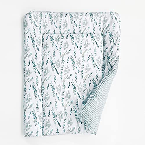 BABEES Wickelauflage Wickelunterlage 70x50 cm 100% Baumwolle Mädchen Junge Baby Kinder zweiseitig (EUKALYPTUS)