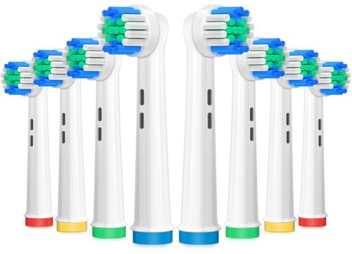 AnjoCare Ersatzbürstenköpfe für Oral B, 8 Pack elektrische Zahnbürste Ersatzköpfe für Oral B Braun, Wiederaufladbare Zahnbürstenköpfe Kompatibel mit Oral B Pro1000/3000/5000/7000, Vitality und mehr…