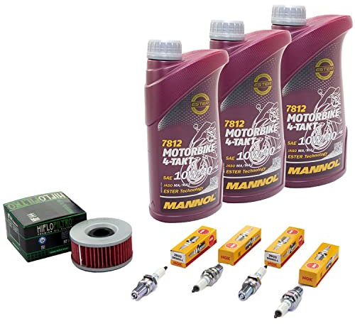 Wartungspaket Öl 3L + Ölfilter + Zündkerzen für Yamaha XJ 600 XJ600 3KM 51J 3KN Baujahr 1984-1991