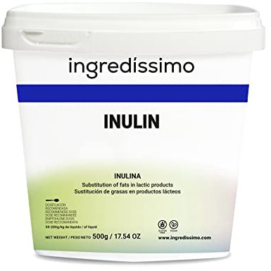INGREDISSIMO Inulina 500g - Fibra Alimentaria de Achicoria, Gelificante y Espesante, Sustituto de Grasas, Vegano y Sin Gluten, Polvo Fino Natural, Sabor neutro, Ideal para Lácteos,