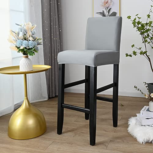 Barhocker Bezüge,6 Stück Stretch Abnehmbar EsszimmerstuhlbezügeBarhocker Bezug, waschbarer Stuhl-Schonbezug für Esszimmer, Küche (6 Stück Hellgrau)