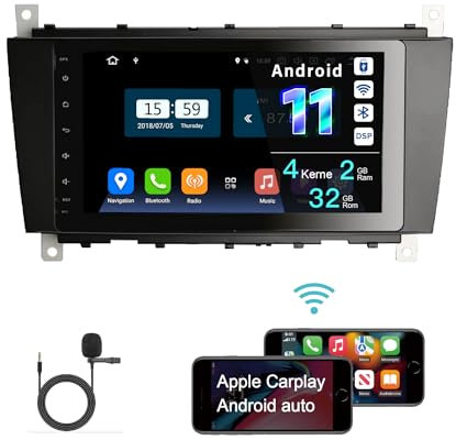 Amaseaudio Android 13 Autoradio 9 Zoll für Benz C/CLC/CLK Klasse W203 W209, Drahtloses Carplay Android Auto, DSP+, 8 Touchscreen, Unterstützung WiFi Bluetooth 5.0 GPS-Navigation
