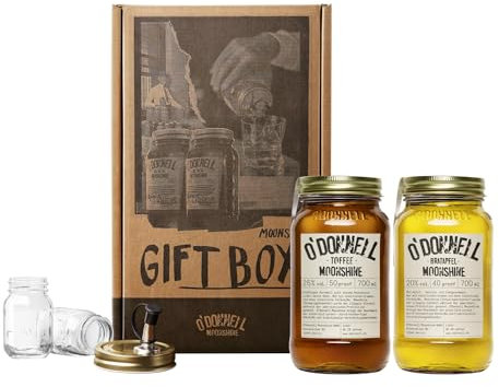 2er Likör Geschenkbox O'Donnell Moonshine | Premium Schnaps nach amerikanischer Tradition | vegan | Geschenkset | natürliche Zutaten (Toffee/Bratapfel)