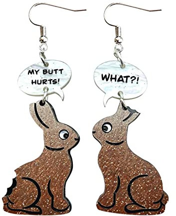 Allegorly Kaninchen Ohrringe Ohrstecker Earrings Modeschmuck Disco 80er Kostüm Karneval Ostern Personalised Earrings for Girls Boho Wedding Long Earrings (#1, Einheitsgröße)