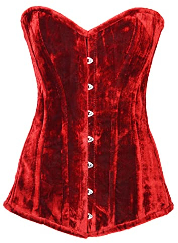 Battle-Merchant Hochwertige Unterbrust Corsage | Oberteil für Damen | Mider aus Samt mit Schnürung | Mittelalter Kleidung | LARP, Wikinger, Pirat (XXL, Rot)