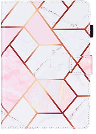 AIFILLE Etui Portable Compatible avec iPad Mini 5 2019/ Mini 4/ Mini 3/ Mini 2 Rose Blanc Marbre Fantaisie Motif Flip Support Pochette Femme Fille Coque en Cuir PU Anti Choc Housse de Protection