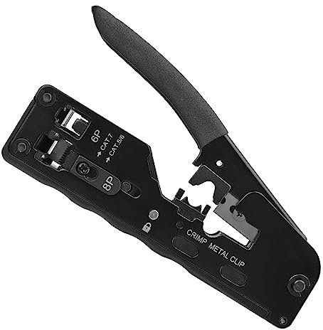 Herramienta de Crimpado Ethernet Crimpadora para Conector RJ11 RJ12 Cat5 Cat6 Cat7 - Herramienta de Crimpado de Precisión para Redes de Datos y Telecomunicaciones