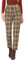 Allegra K Damen Vintage Tartan Plaid Hosen Elastische Taille Gerade Lange Hosen, Braun/Beige, M