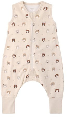 Owlivia 1.0 Tog Baby Schlafsack aus 100% Bio-Baumwolle mit Füßen - Ganzjähriger Komfort für Ihr Kleinkind, Minibären 90 cm (3 Jahre)
