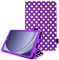 TECHGEAR Funda de piel sintética para Samsung Galaxy Tab A9 de 8.7 pulgadas (SM-X110 / SM-X115), funda delgada de piel sintética con función atril y correa de mano [Polka/Morado]