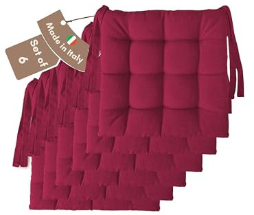 Il Tuo Artigiano Design Lot de 4 ou 6 Coussins pour chaises de Cuisine fabriqués en Italie, Coussins de Chaise de Cuisine 40x40 cm d'épaisseur 6 cm, Rembourrage en éponge et Acrylique (6, Fuchsia)