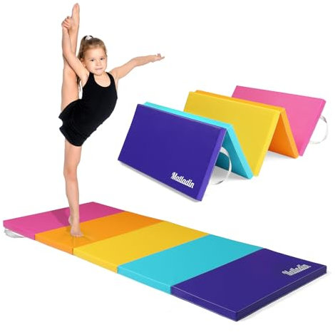 Matladin Faltbare Gymnastikmatte, Aerobic-Matte, 3,8 cm dick, zusammenklappbare Übungsmatte, leicht zu reinigen, PU-Leder, Tumbling-Matten für Dehnung, Yoga, Cheerleading, Kampfsport, Kinderspiel
