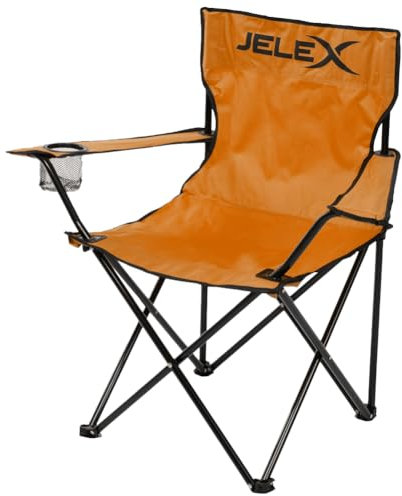 JELEX Expedition Campingstuhl, Sitzfläche: 50 x 40 cm, Sitzhöhe: ca. 41 cm, schmutz- und Wasserabweisende Oberfläche, einfacher Klappmechanismus (Orange)