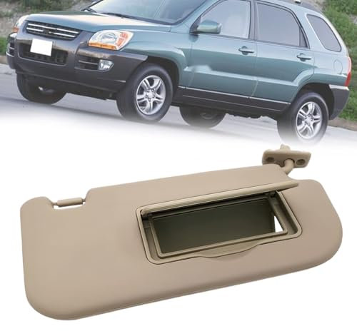 Visera Parasol Interior para Kia Sportage 2005-2010, Delantero Parabrisas Protección Solar Coche Izquierdo Derecho Lado Conductor Pasajero con Espejo, Beige Gris 8520103000,Beige- Right
