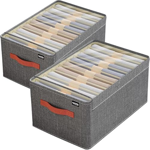 wintfarm Kleiderschrank Organizer 2er Set, Mit Deckel Schubladen Ordnungssystem 9 Fächer, Ordnungsboxen kleiderschrank faltbar, Unterwäsche Schublade Organizer für Hosen, Kleidung