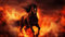 adrium Acryl-Bild 50 x 30 cm: Ein schwarzes Pferd rennt vor dem Feuer davon, Tapetengrafik, KI-generiertes Bild (210433205)