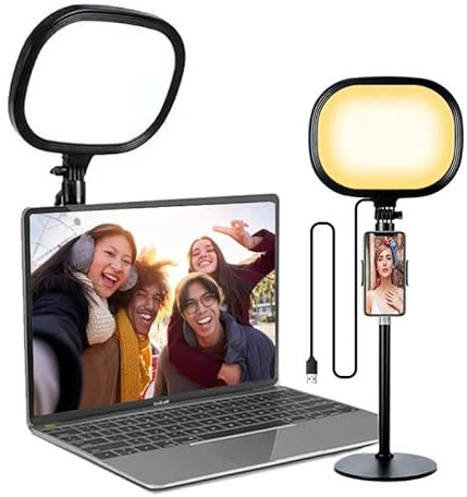 YooGoal Ring Light for Laptop, Video Conference Lighting Webcam Ring Light for Computer, Adjustable Brightness & Color Temp and Flexible Stand & Versatile Phone Holder for Live Streaming, Video Call