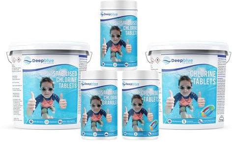 Deep Blue - Stabilised Chlorine Granules 1kg Rapid Dissolve Neutral PH | Suitable for Pools, Spas, and Hot Tubs
