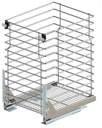 Schrankauszug Küche mit Bodenscheine Softclose [300mm] | Auszug Küchenschrank - 1 Etage | Unterschrankauszug Chrome | Vollauszug Bodenmontage | Küchenschrank Organizer Ausziehbar