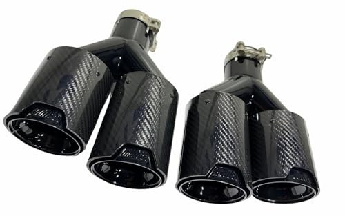 Mptuned Doppelte Auspuffblenden für BMW, universelle Passform, Carbonfaser mit schwarzem M-Logo innen, schwarzes Performance-Tuning