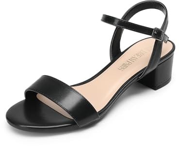 DREAM PAIRS Women's Low Heels for Women Classic Open Toe Ankle Strap Block Chunky Heel Sandals Holiday Party Wedding Dress Pumps Shoes,Size 8,Black-Pu-1,SDHS2301W-1