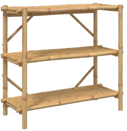 vidaXL Regal mit 3 Böden, Bücherregal mit Stauraum, Standregal für Bad Wohnzimmer Schlafzimmer, Badregal Lagerregal Küchenregal, Retro-Stil, Bambus