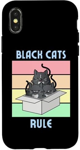 Hülle für iPhone X/XS Black Cats Rule | Süße Smoking-Katzen in Box
