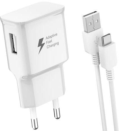 Ladegerät-Handy für Samsung, Ladekabel für Samsung Galaxy A16 A15 A14 A13 A06 A05s A05 A04s A04 A52 A52s A51 A32 A25 A23 A20 S10 S9 S8 Typ C Kabel EP-TA200 Original Adaptive Fast Charging, Weiß