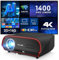 LED Beamer 4k mit 5G WiFi Bluetooth Heimkino Native 1080P Beamer Outdoor Gaming 1400 ANSI Tageslicht Tauglich Decke LCD Smart Android TV Beamer Netflix Airplay Trapezkorrektur Zoom HDMI USB RJ45 Leise
