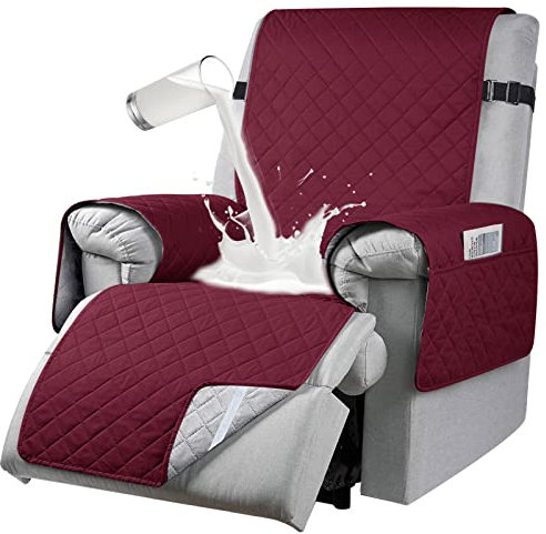 RAPRAP Sesselbezug für Relax neigbar, 100% wasserdicht, Bezug für Relax-Sessel, 1-Sitzer mit 6 Taschen, 25 Zoll, Rot, 1 Sitz