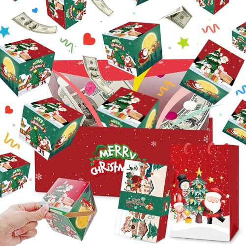 ZTBFHLZQ Weihnachts Überraschungsbox, 12 Stück Überraschungsbox Explosionsbox, Faltbare Pop-Up Geschenkbox, Geldexplosion Geschenkbox, DIY Bouncing Box, Weihnachten Geburtstag Überraschungsbox