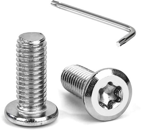 Tunejoy Tornillos de Cabeza Plana Torx M8 x 20 mm Tornillo de Cabeza Hexagonal de Acero Inoxidable A2 V2A Perno de Muebles con T40 llave Rosca Completa 20 Piezas