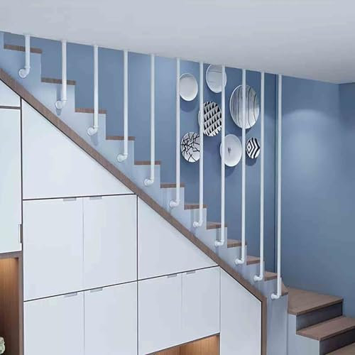 Drsyffsup Handlauf, seitliche Montage, L-förmiges Treppengeländer, Innen- und Außenstufen, rundes Rohr, Übergangshandlauf, Lattenrost, Treppengeländer, komplettes Kit (1 Packung), weiß(120cm)