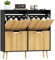 HOMCOM Meuble à Chaussures 4 abattants, Armoire à Chaussures 16 Paires, avec étagère réglable, Pieds en Bois, Rangement Chaussure, Grande capacité pour Couloir, entrée, 95 x 26 x 95 cm, Noir