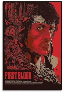 IIWERUW Poster First Blood, Leinwand, ästhetisches Cover, Poster, Vintage-Musik und Filme, dekoratives Gemälde für Wohnzimmer, Schlafzimmer, 40 x 60 cm, ungerahmter Stil