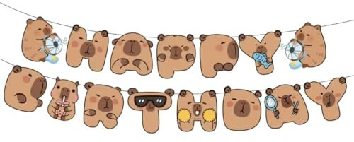 NHQZ Festone Striscione Scritta Buon Compleanno Happy Birthday Decorazioni,Capybara,Banner Ghirlanda Happy Birthday,accessori per feste di Capybara,Addobbi Casa Festa Compleanno