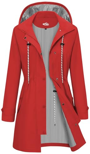 RITOSTA Veste Imperméable Femme Capuche Veste de Pluie Longue Parka Coupe Vent Manteaux Imperméables Femme Manteau Zippé Vêtements d'Extérieur