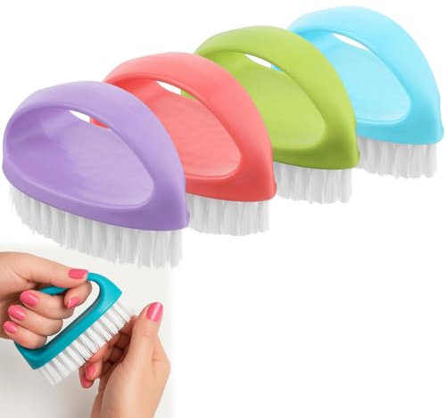 4 Pcs Nail Brush, Nail Brushes for Cleaning Nails, Heavy Duty Nail Scrubber, Nail Scrubbing Brush Soft and Fine Bristles for Gardeners Mechanics Hand Under Nails, Kids and Daily Use (4 Colour)