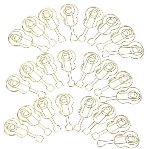 Gadpiparty 50stücke Metall Büroklammern Violin Gitarrenform Dekorative Büroklammern Goldfarben Multifunktionale Papierclips Für Dokumentenorganisation Schule Und Büro